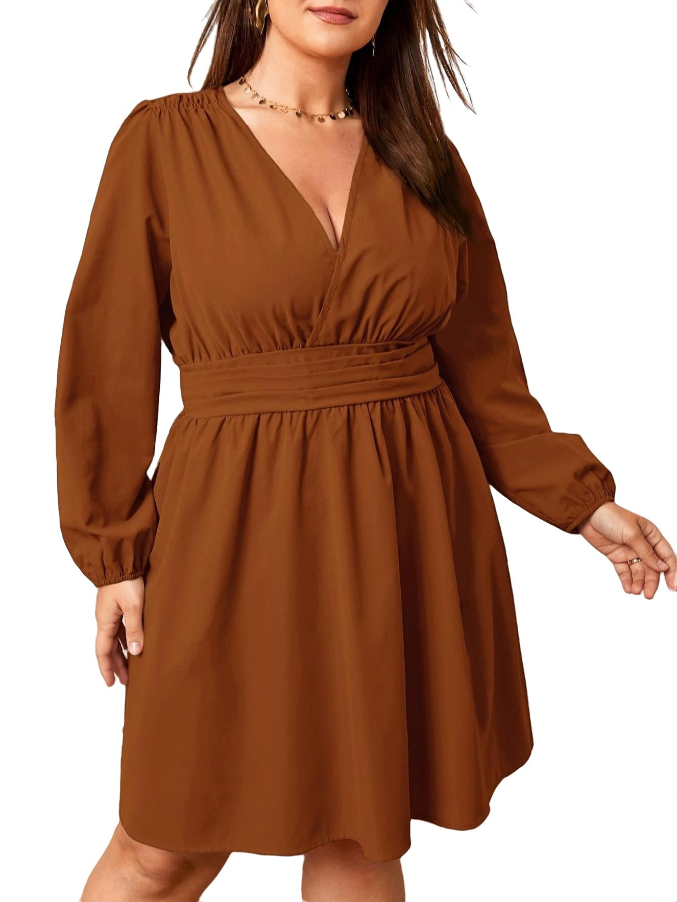 brown plus size dress